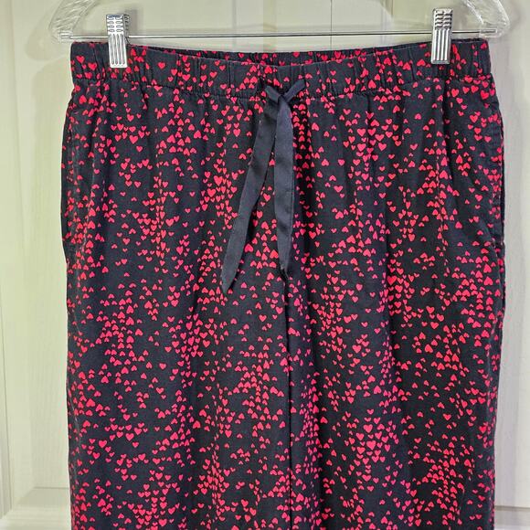 Victorias Secret PJs Sz M Coquette Romantic Indie Sleaze Black Red Heart Flannel - Picture 5 of 10